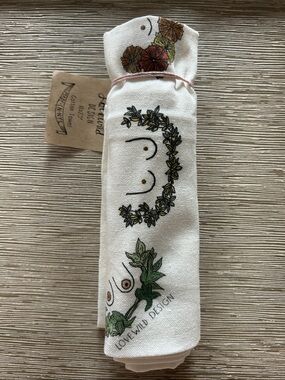 Cream Cotton Towel with Breast Wreath Floral NWT